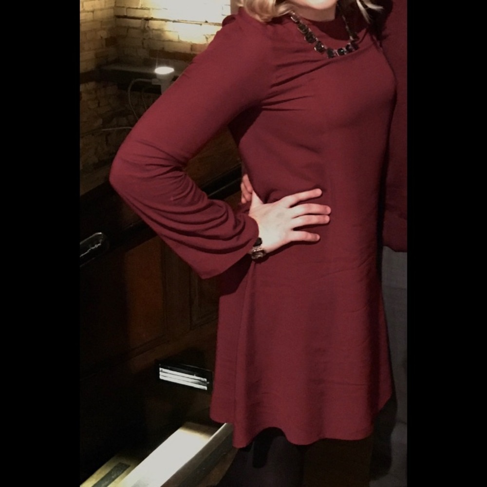 H&M Long-sleeve Maroon Dress